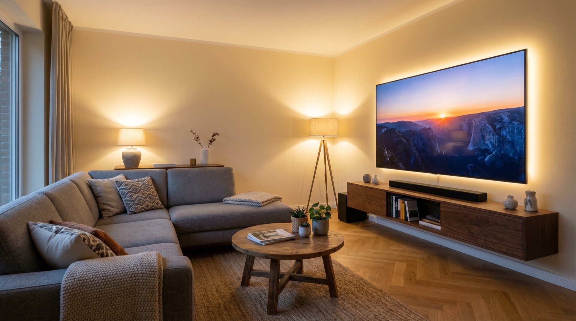 85 Zoll TV-Wohnzimmer